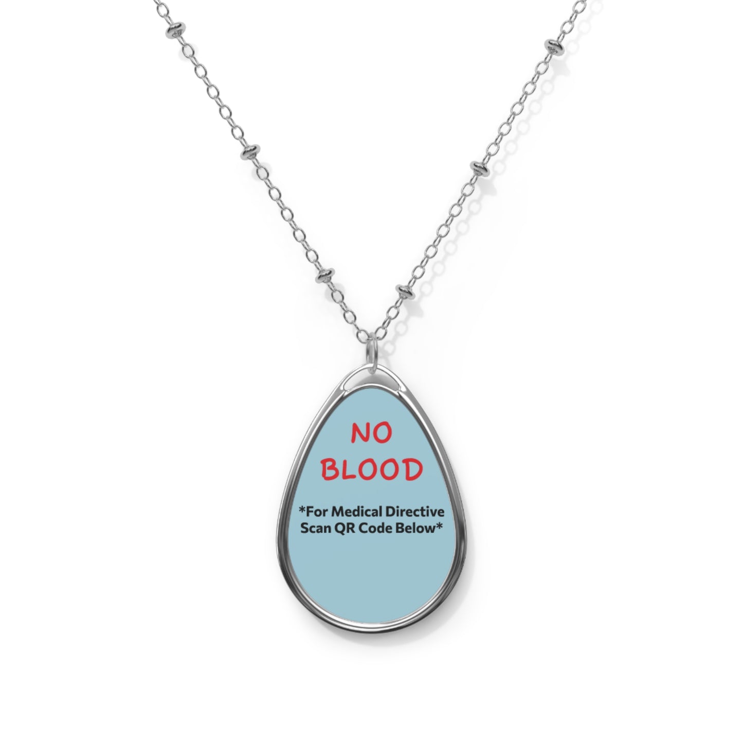 Custom Medical Alert Necklace - "No Blood" Directive - Sky Mist - The Planner Panda Studio