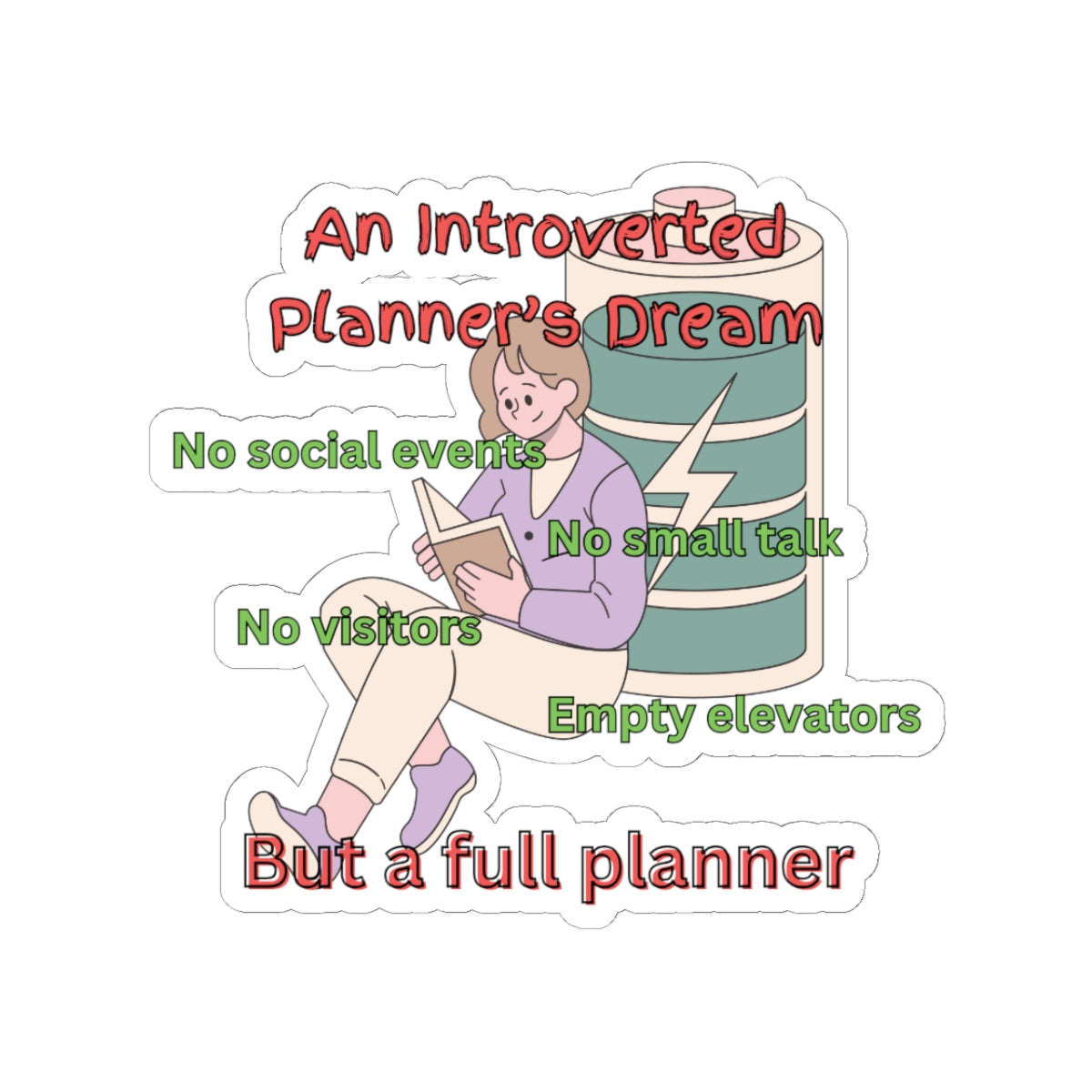 Introverted Planner Kiss-Cut Sticker - The Planner Panda Studio