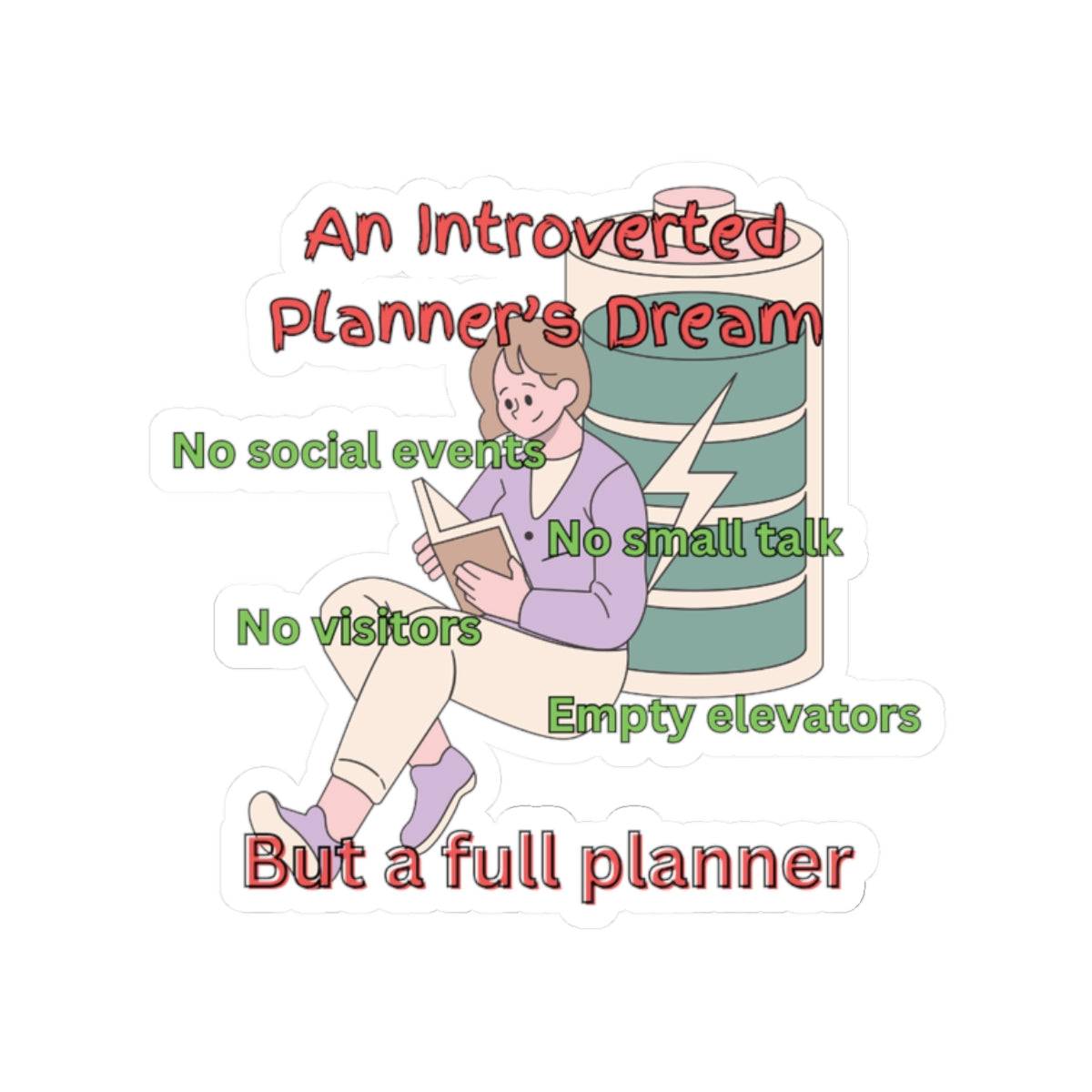 Introverted Planner Kiss-Cut Sticker - The Planner Panda Studio