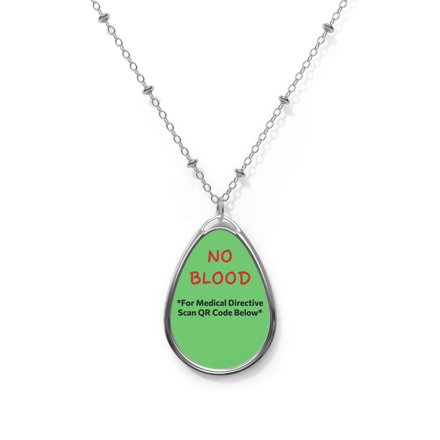 Custom Medical Alert Necklace - "No Blood" Directive - Mint Whisper - The Planner Panda Studio