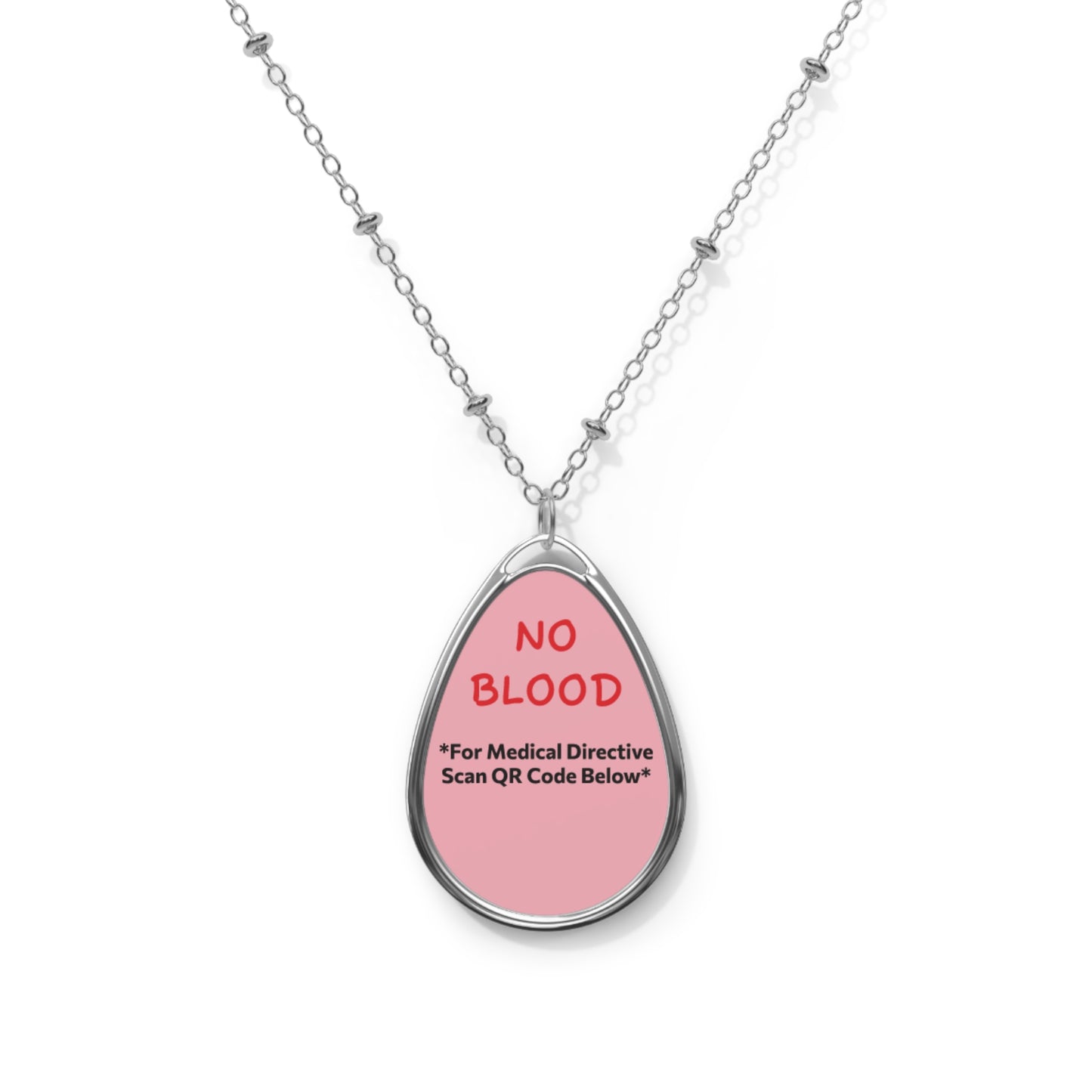 Custom Medical Alert Necklace - "No Blood" Directive - Blush Bloom