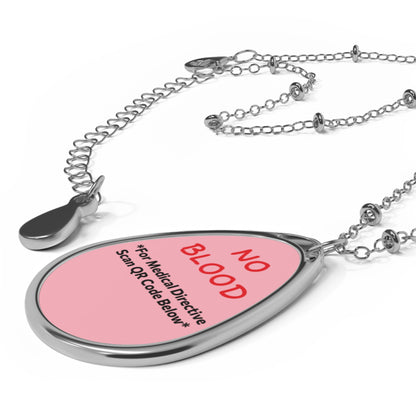 Custom Medical Alert Necklace - "No Blood" Directive - Blush Bloom