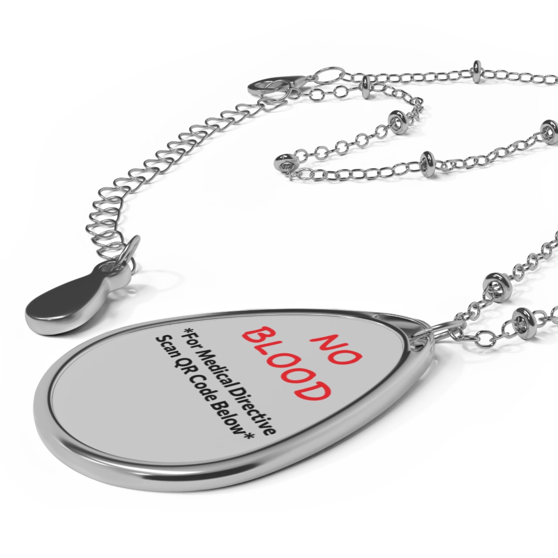Custom Medical Alert Necklace - "No Blood" Directive - Soft Slate - The Planner Panda Studio