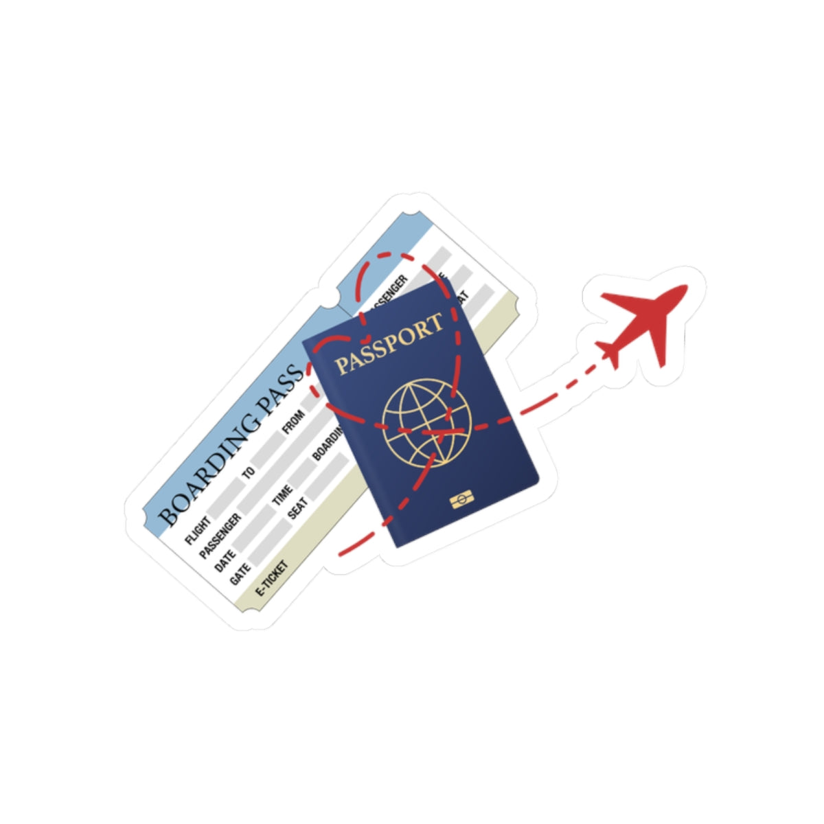 Airplane, Passport, Boarding Pass Kiss Cut Sticker - The Planner Panda Studio