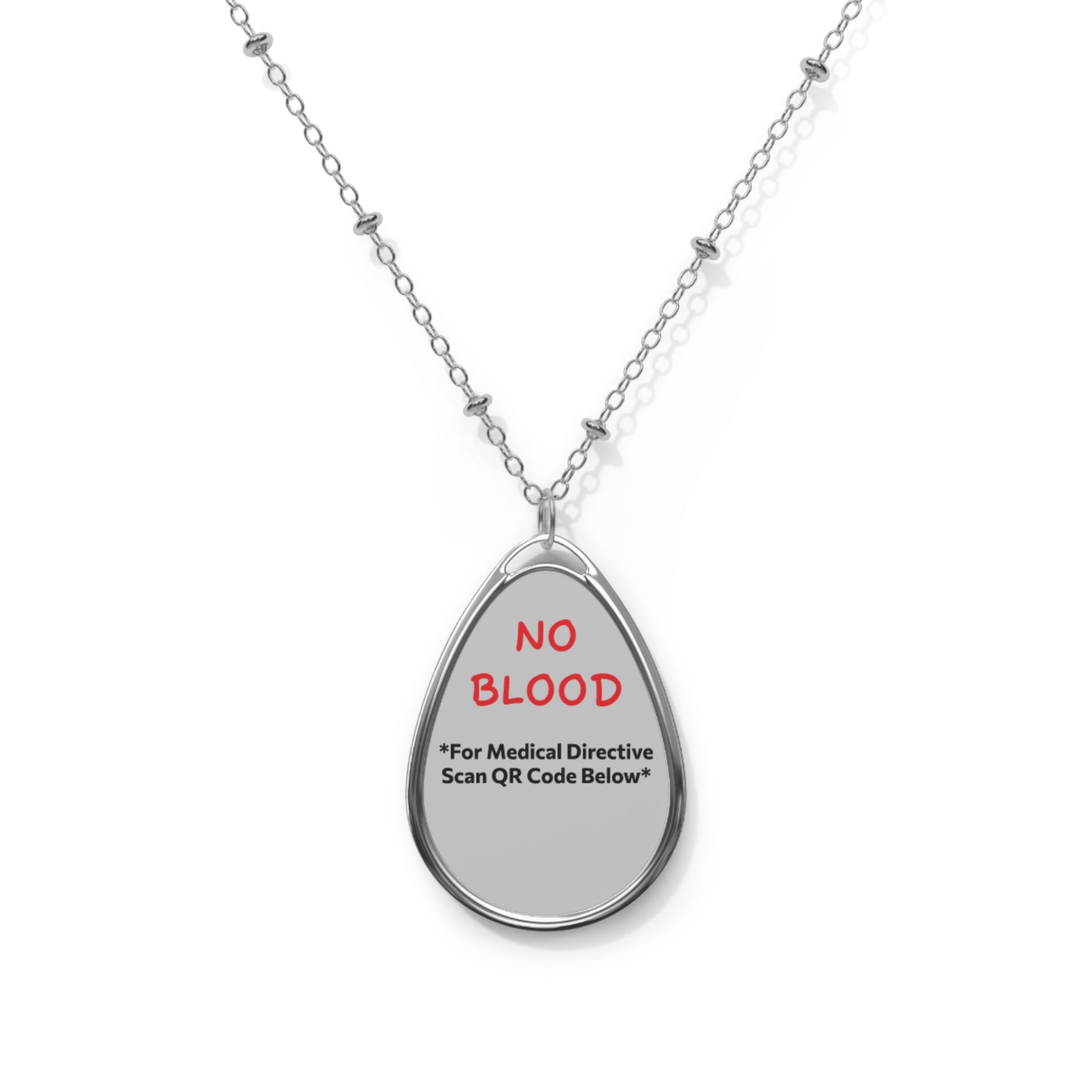 Custom Medical Alert Necklace - "No Blood" Directive - Soft Slate - The Planner Panda Studio
