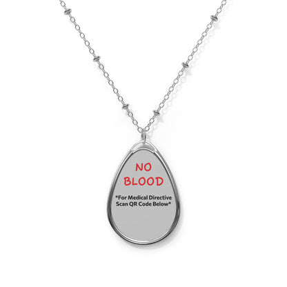Custom Medical Alert Necklace - "No Blood" Directive - Soft Slate - The Planner Panda Studio